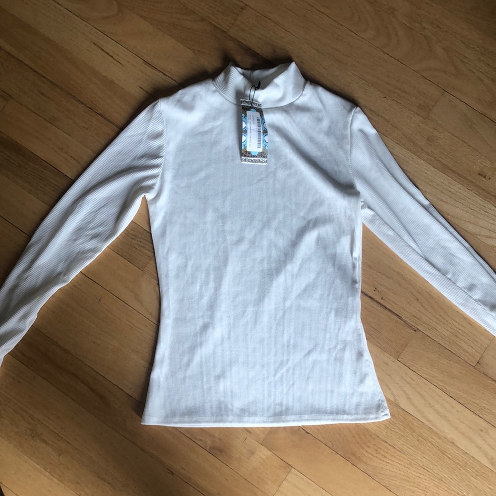 Petite Long Sleeve Rib Turtle Neck Top